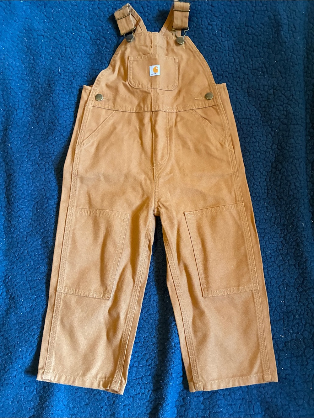 NWOT Carhartt Kids' Brown/Tan Duck Canvas Overalls
